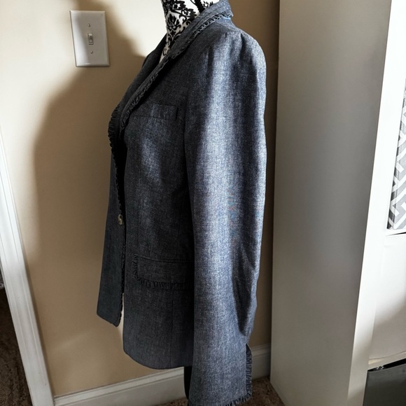 J. Crew Women's Blue Ruffle-Trim Jacket - Picture 5 of 7